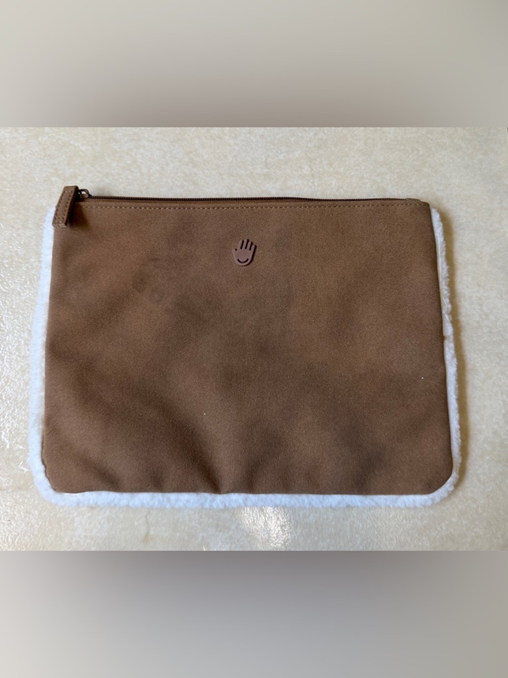 Touchland Shearling Touchette Pouch Case Chestnut Travel Pouch